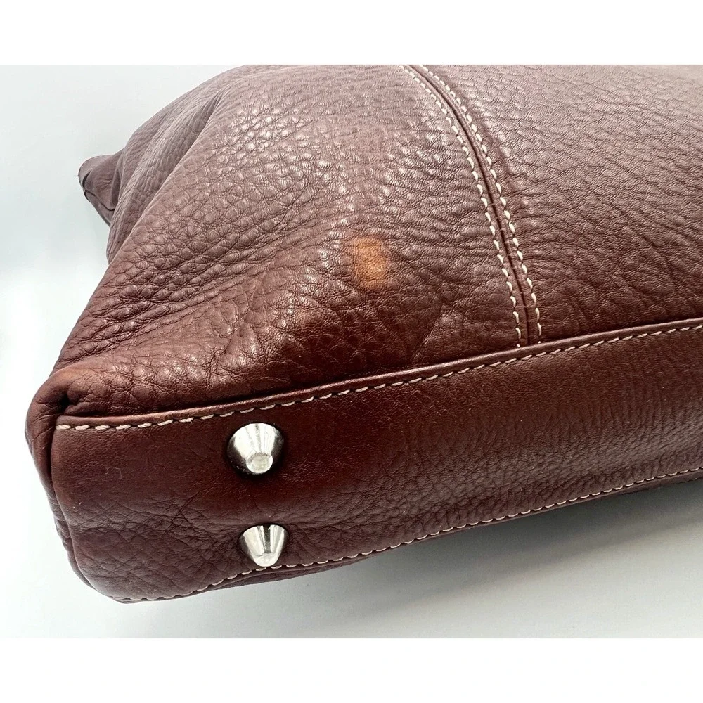 B. Makowsky Brown Leather Large Shoulder Handbag Purse‎ - Picture 9 of 16
